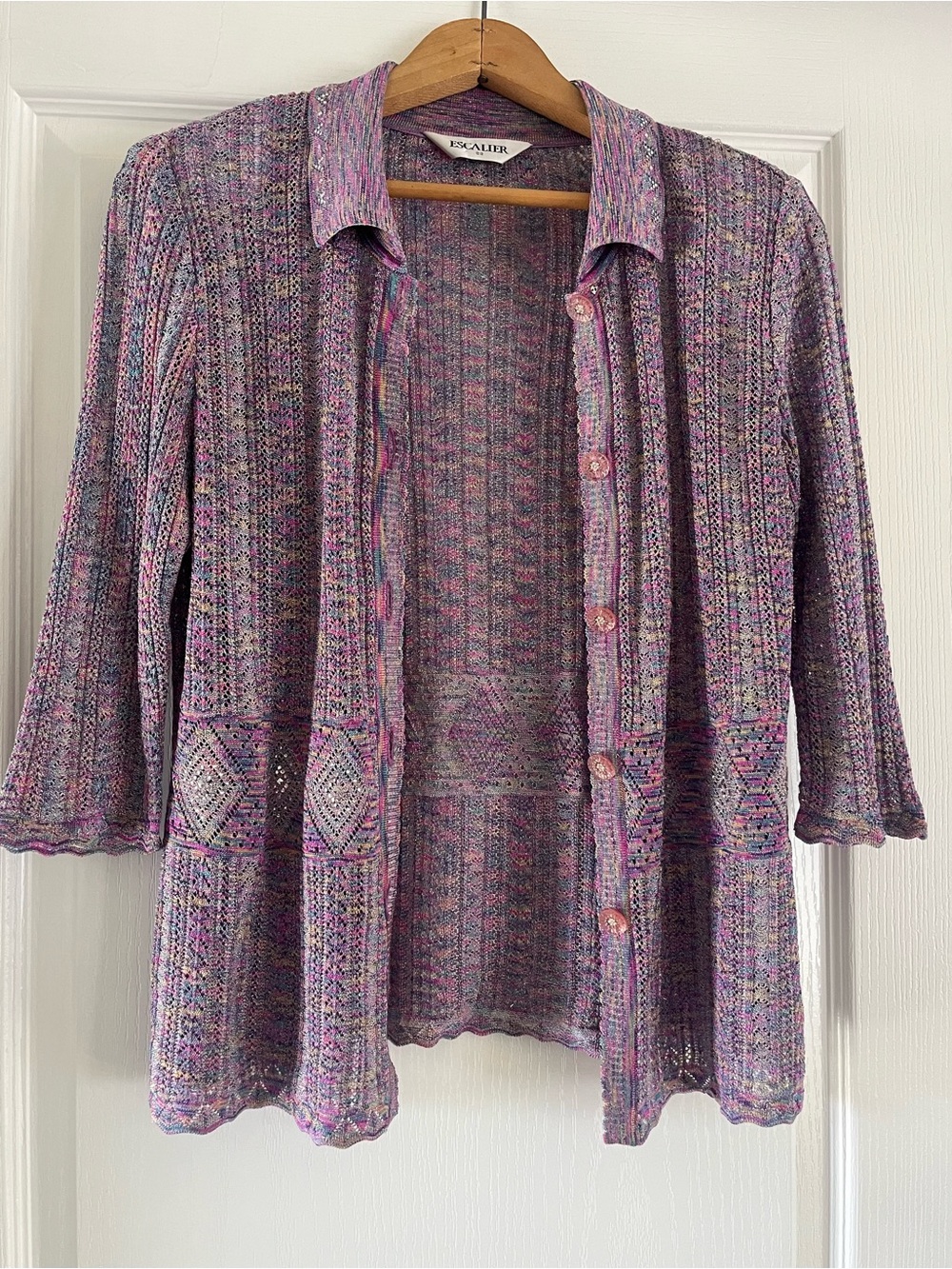 Vintage escalier sweater button cardigan rhinestone